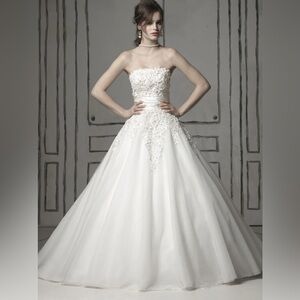 Justin Alexander Strapless lace ball gown wedding dress